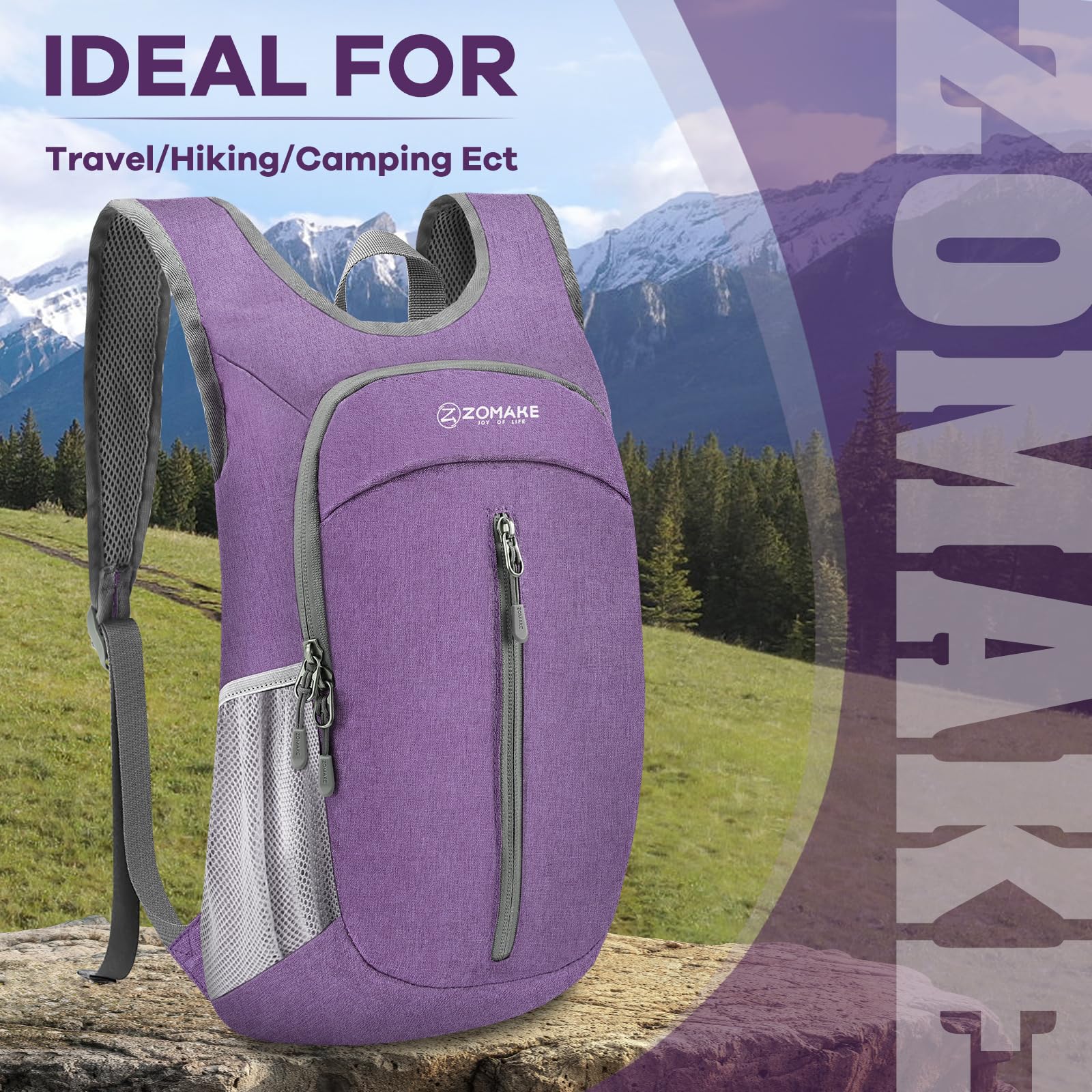 ZOMAKE 10L Lightweight Packable Backpack - Foldable Hiking Daypack for Travel, Camping & Outdoor Adventures | Compact Collapsible Backpack for Men & Women