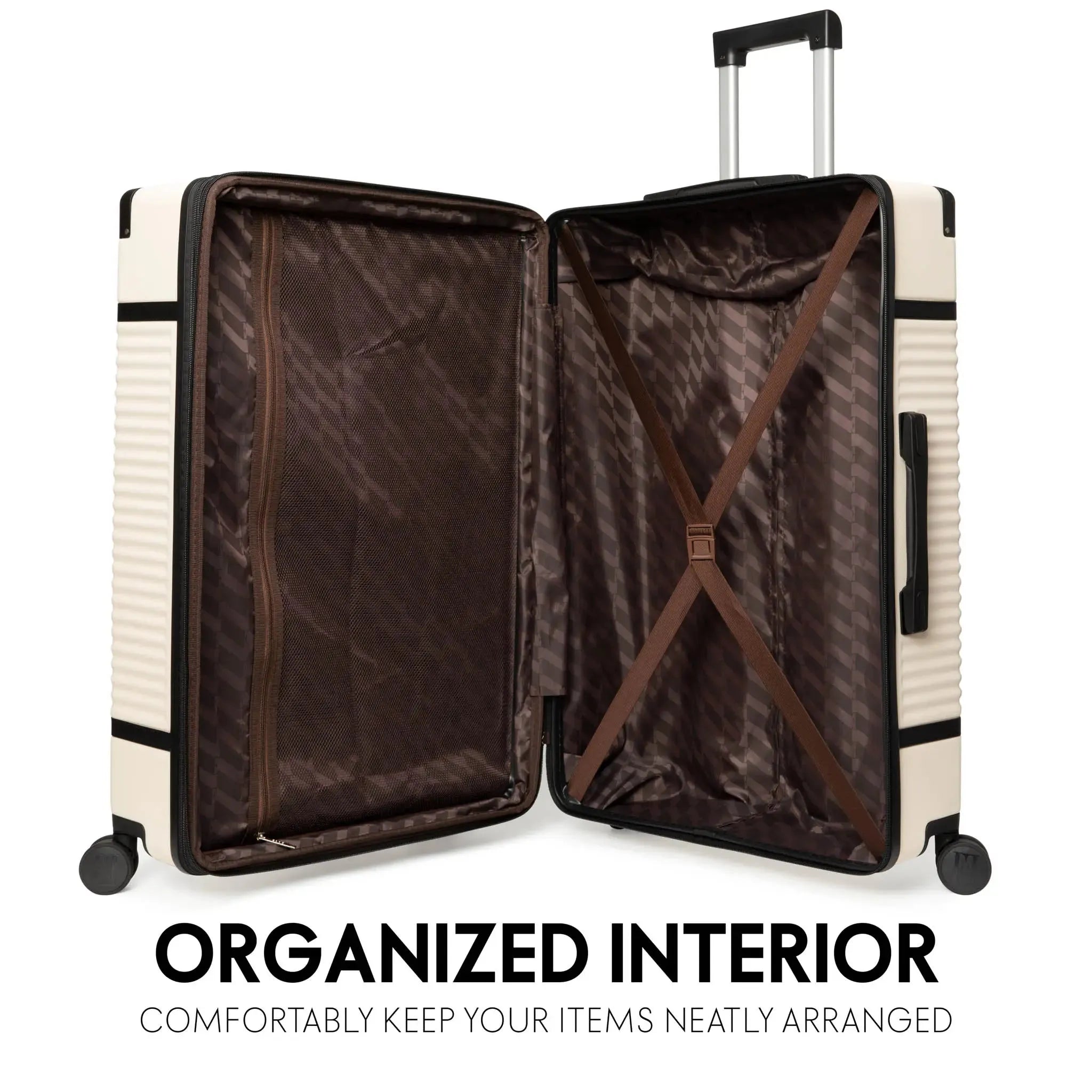 Vintage Expandable 3-Piece Luggage Set by Belleville - Lightweight Spinner Suitcase for Travel, Business Trips & Weekend Getaways