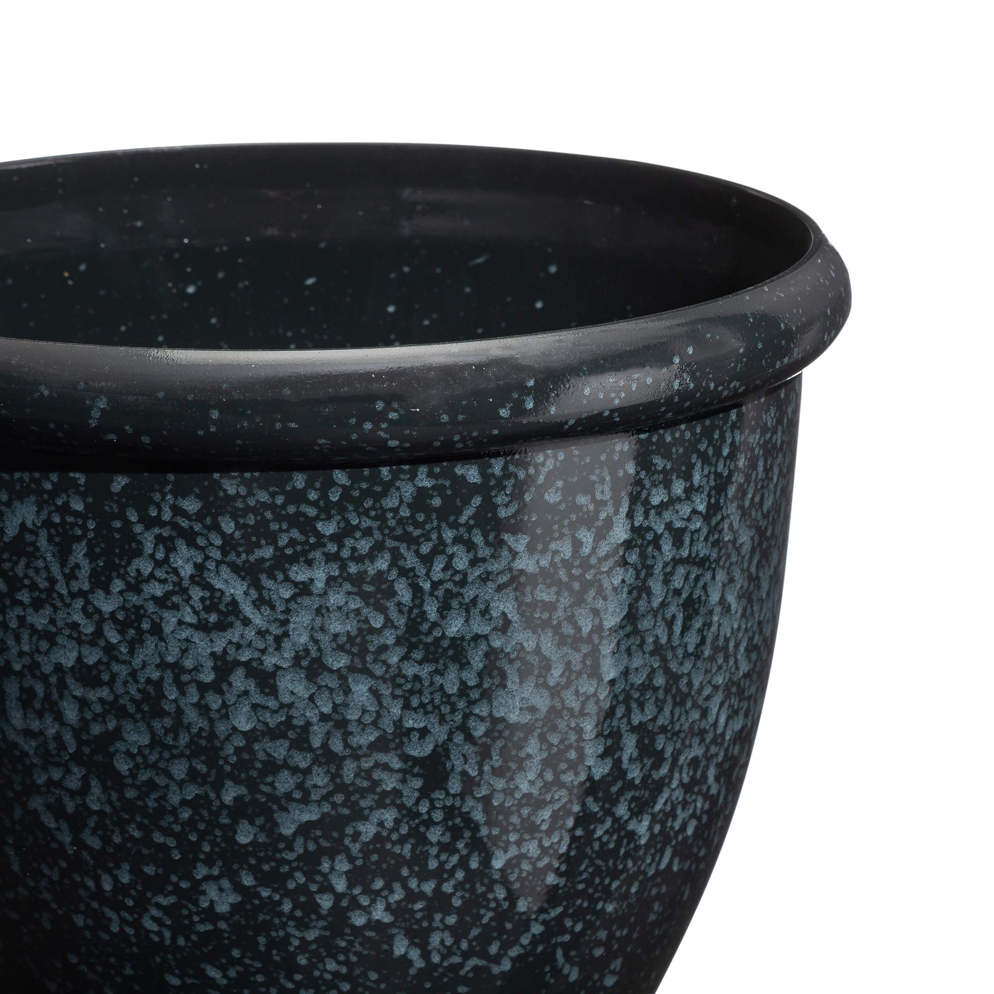 Glitzhome Set of 3 Lightweight Faux Ceramic Plastic Plant Pots with Drainage Holes - 14.25