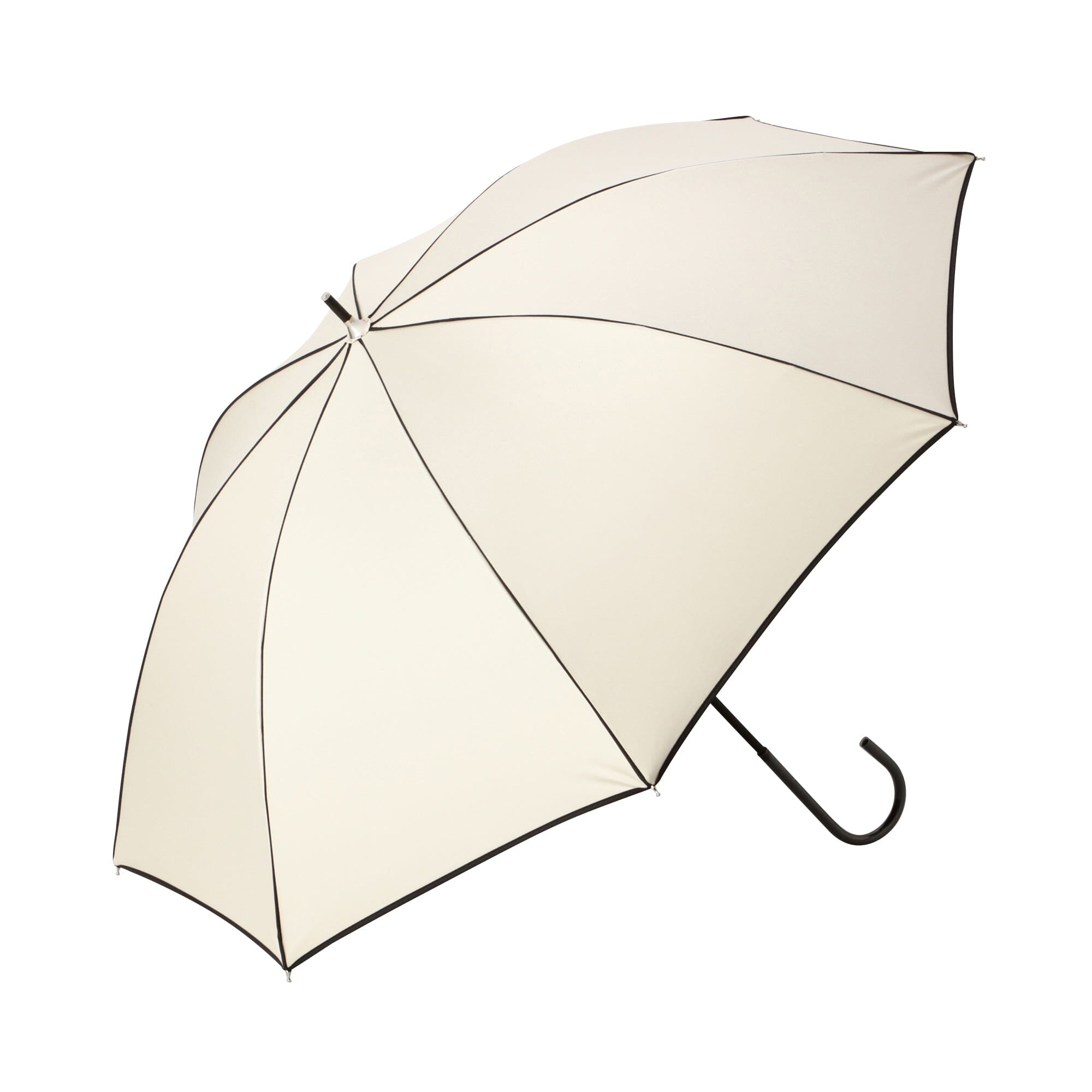 50cm Beige Blackout Piping Long Umbrella - Sun Protection & Rain Shield for Outdoor Activities, Beach, Hiking, and Daily Commute