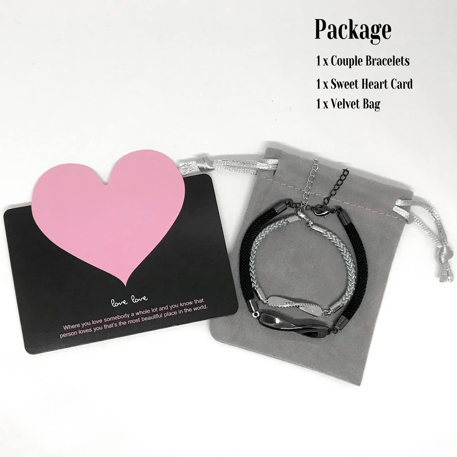 Infinity Matching Couple Bracelets Set - His & Hers Long Distance Relationship Bracelets for Boyfriend & Girlfriend, Valentine's Day Gifts for Couples, Women & Men (2pcs Black & Silver) - Perfect for Anniversaries, Romantic Dates & Thoughtful Surprises