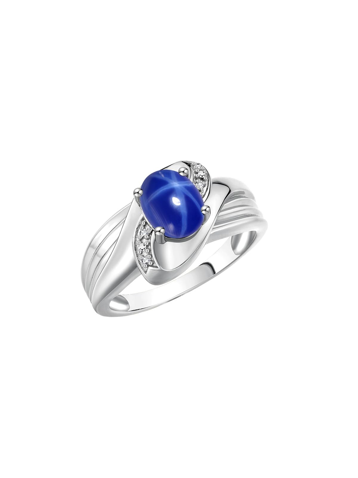 Rylos Sterling Silver Oval Gemstone & Diamond Ring for Women - 9x7mm Elegant Classic Jewelry - Size 5-10 - Perfect for Weddings, Anniversaries & Special Occasions