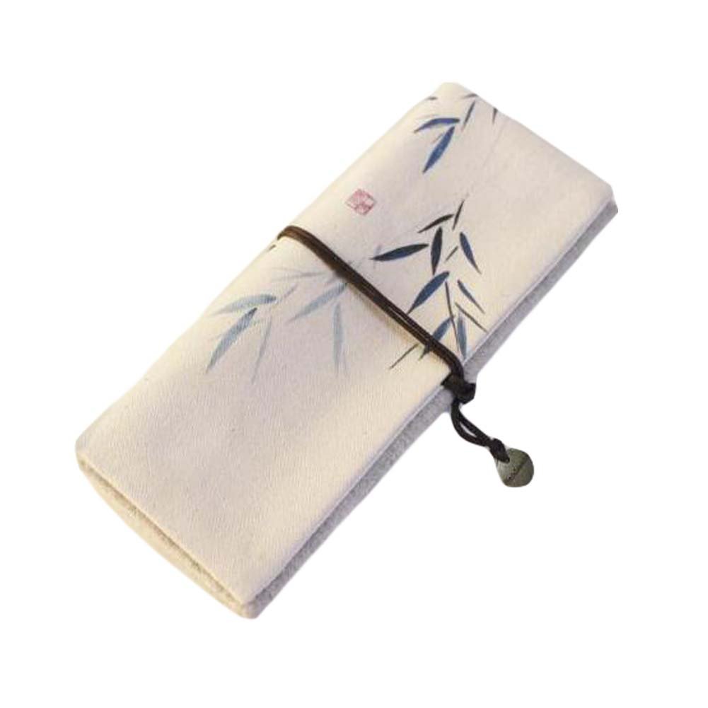 Bamboo Roll Up Pencil Case - Eco-Friendly Cosmetic & Stationery Organizer Pouch - Perfect for School, Office & Travel Accessories Storage