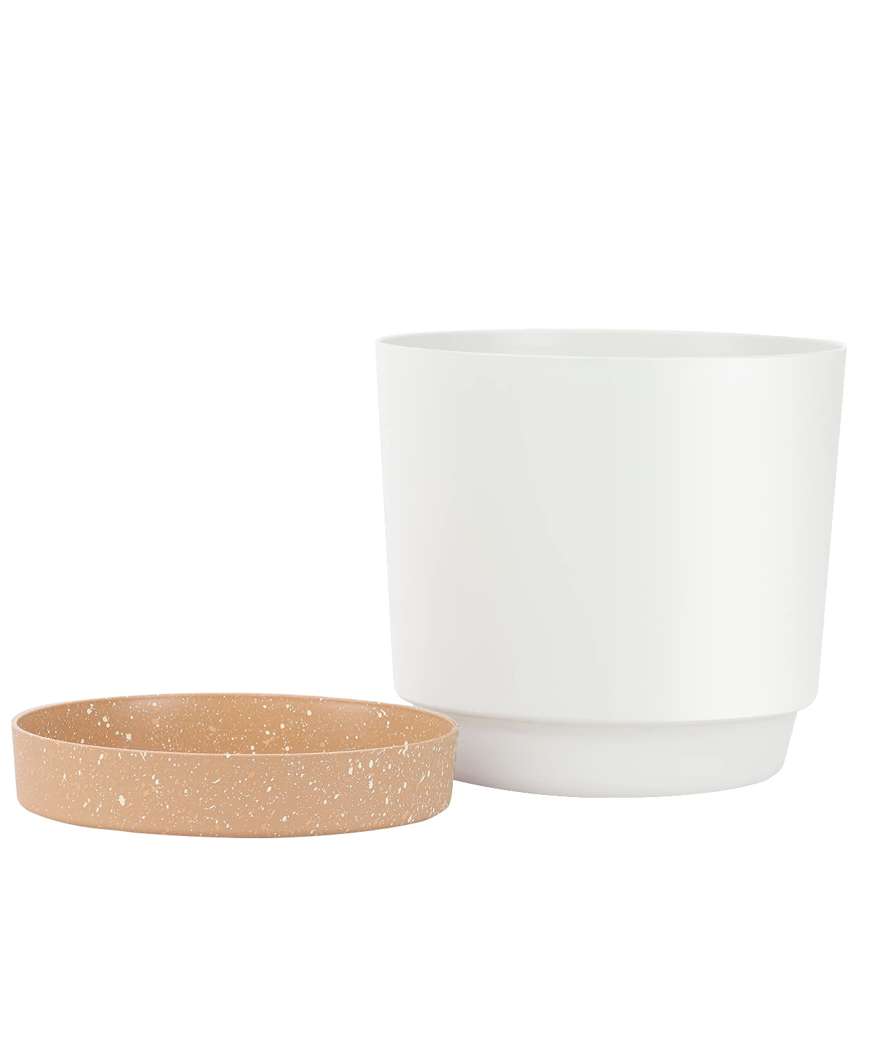 Kubvici 12 Inch White Plastic Plant Pots - 2 Pack Lightweight Large Indoor Outdoor Flower Planters with Drainage Holes for Houseplants, Succulents, Herbs - Perfect for Home Decor, Garden, Balcony & Patio