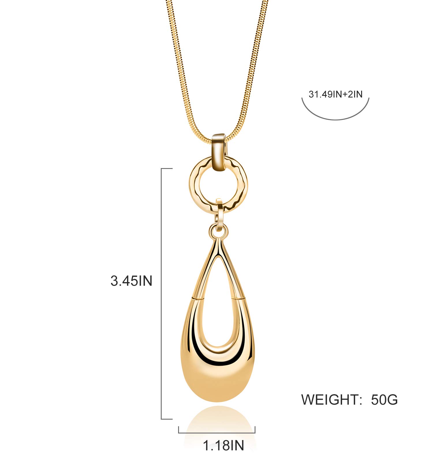 Elegant Long Silver Chain Necklace for Women - Bohemian Waterdrop Pendant Layered Statement Jewelry with Gift Box | Perfect for Casual Wear, Date Nights & Boho Fashion Outfits