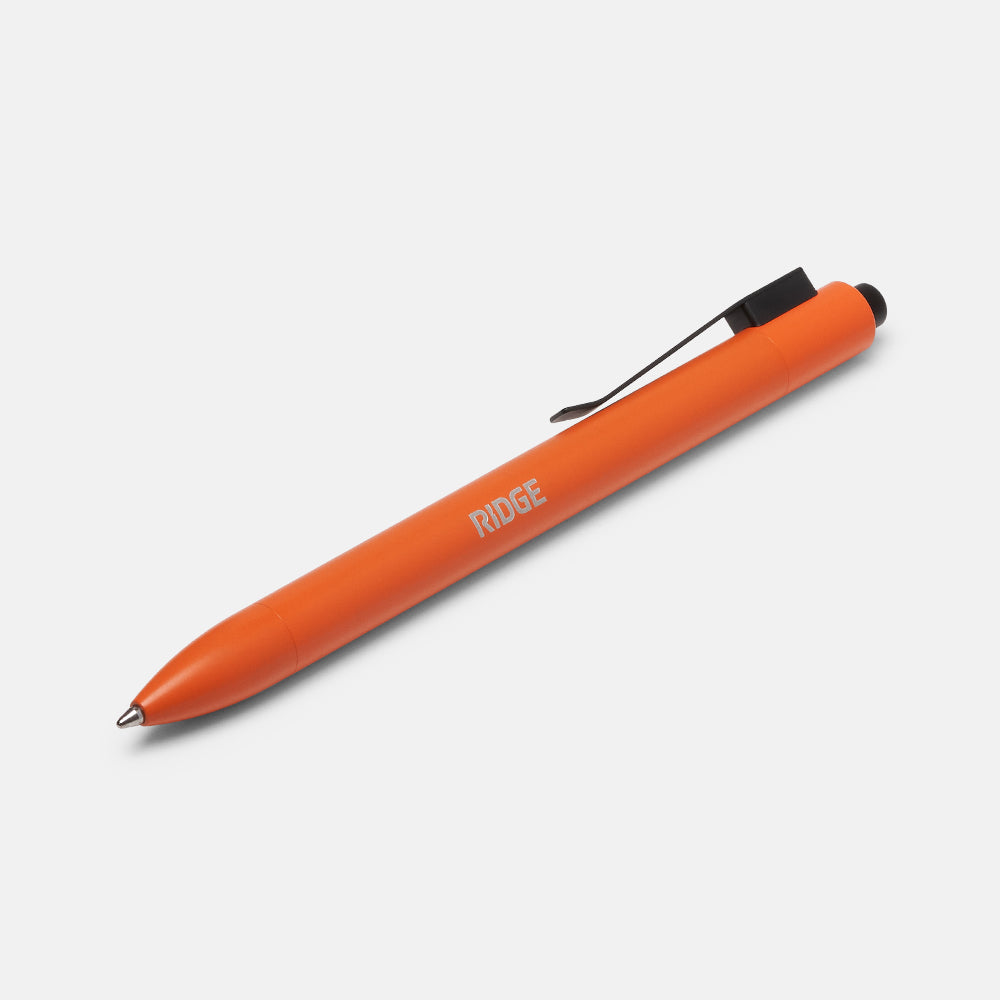 The Ridge Click Pen - Premium Titanium EDC Pen with Smooth Click Mechanism, Basecamp Orange - Perfect for Everyday Carry, Office Use, and Outdoor Adventures