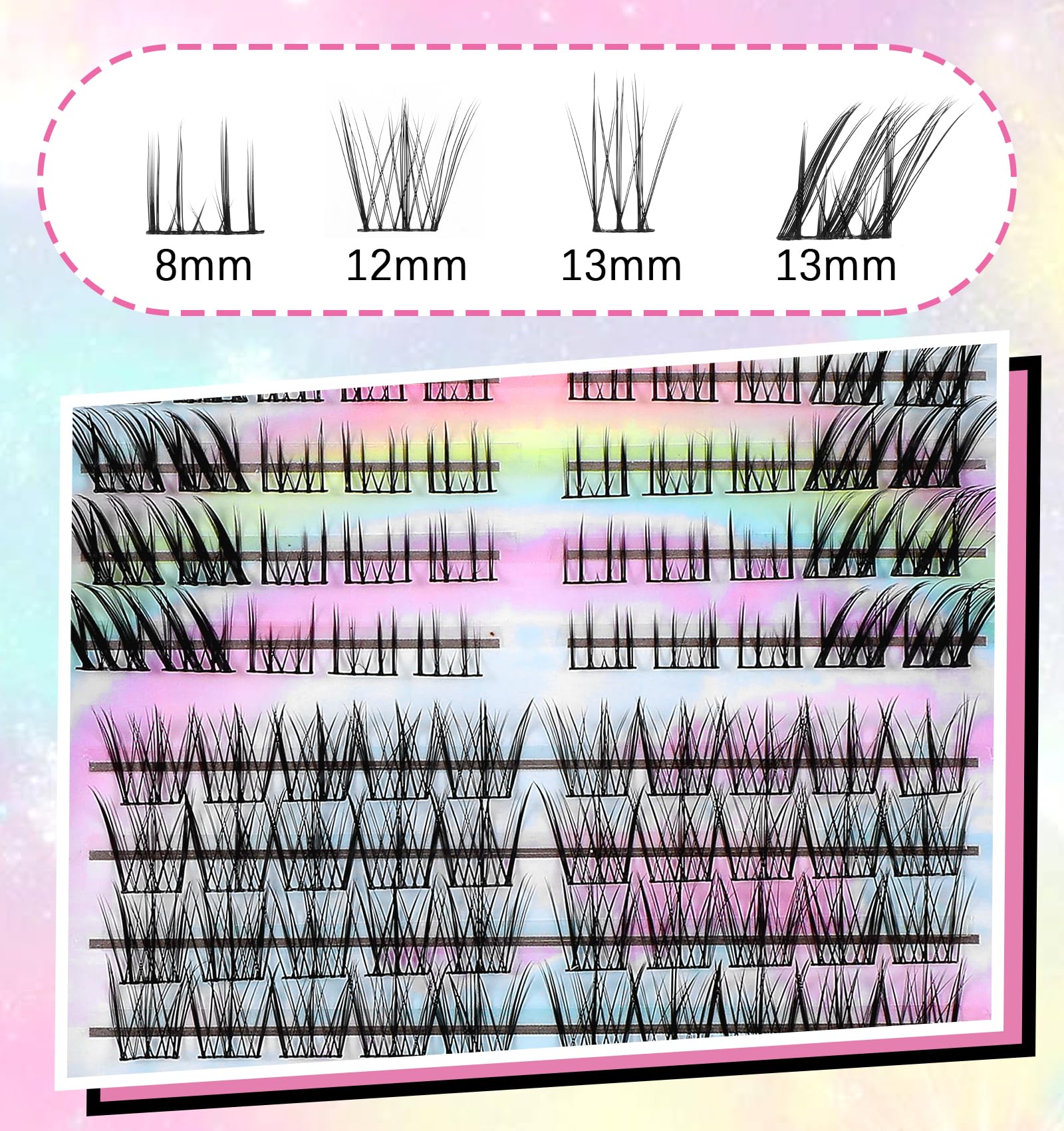 Cat Eye Cluster Lashes - 140pcs 3 Styles Wispy C Curl Fox Eye Lashes Set with Bottom Lashes | Natural Looking False Eyelashes Clusters for Makeup | Ultra-Thin Fine Strip & Stabilized Curl | Perfect for Daily Wear, Parties & Special Occasions