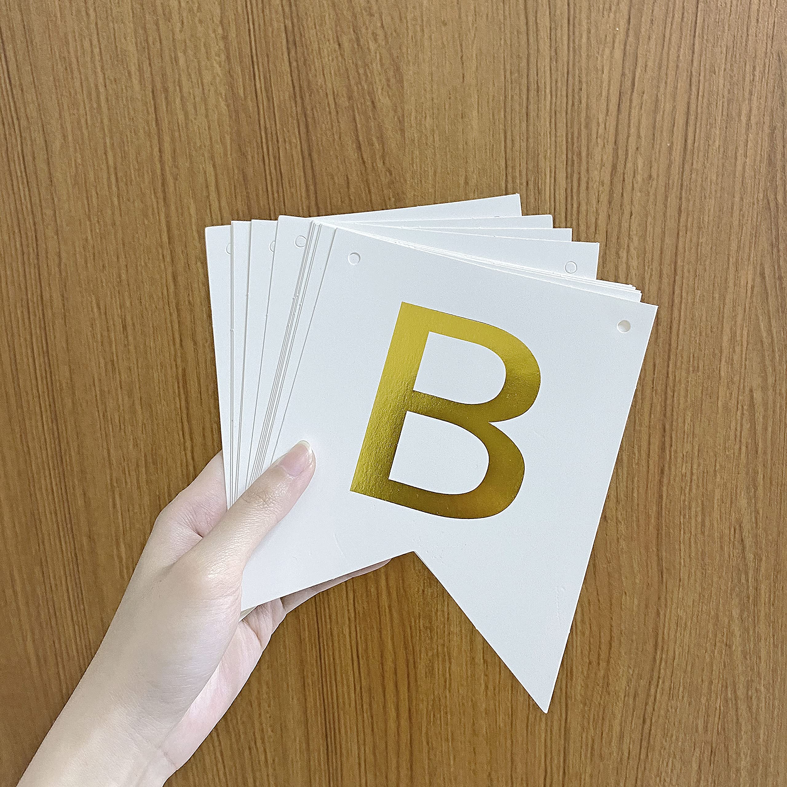 Clever Monster White Happy Birthday Banner - Gold Glitter Letter Party Decorations for Birthday Celebrations, Baby Showers & Special Events