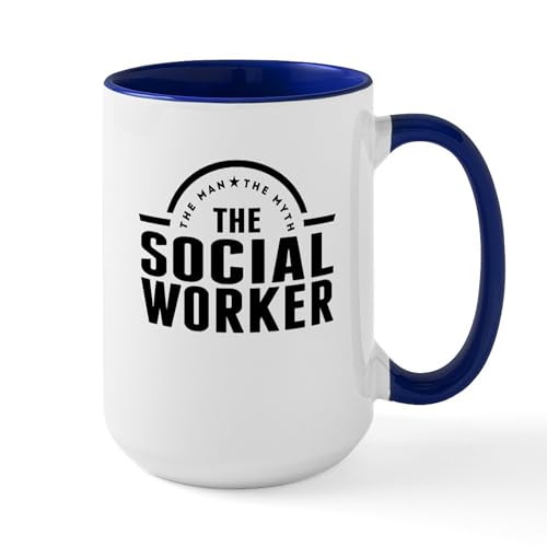White/Navy Inside - The Man The Myth The Social Worker Mugs