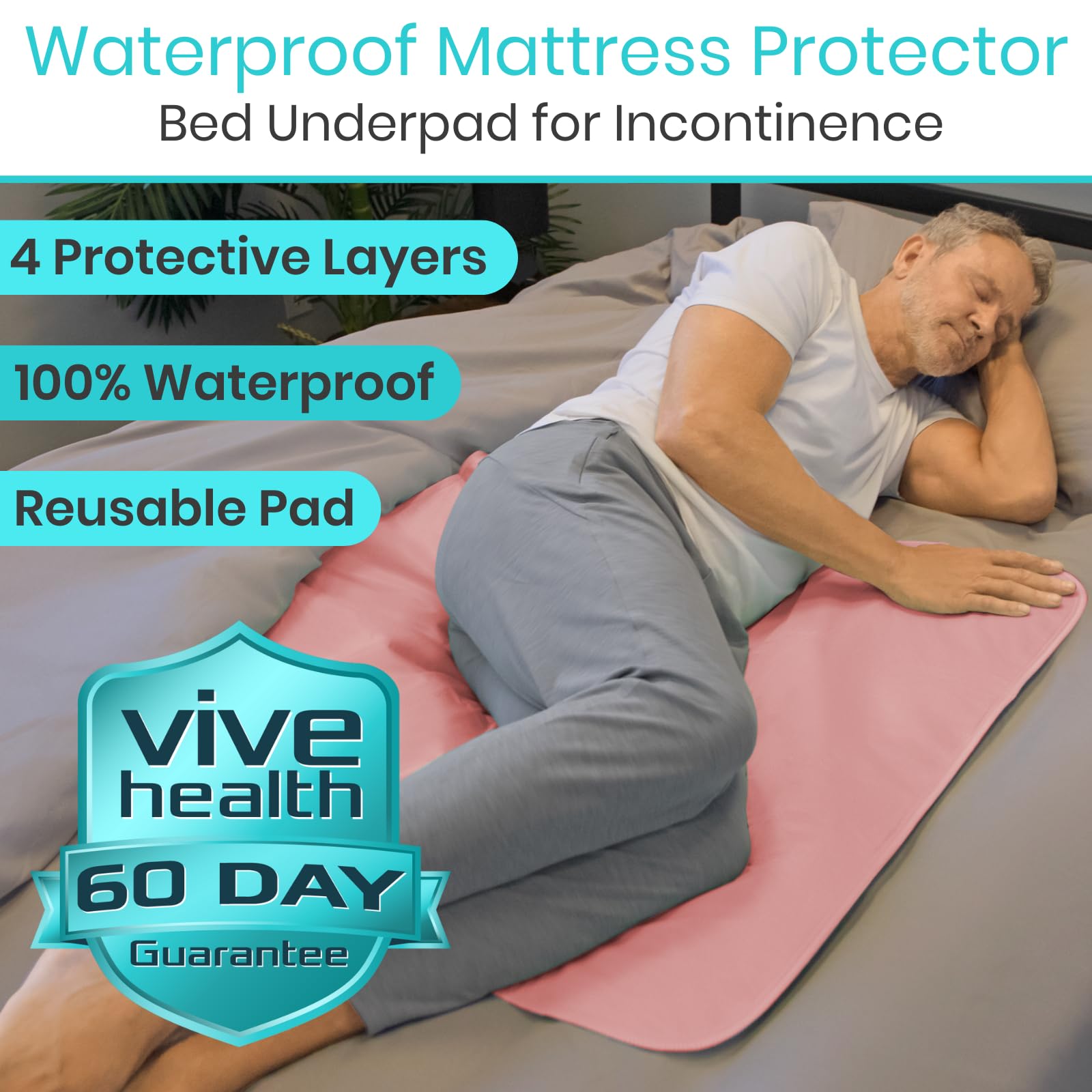 **Vive Sures Waterproof Washable Bed Pad for Adults (34