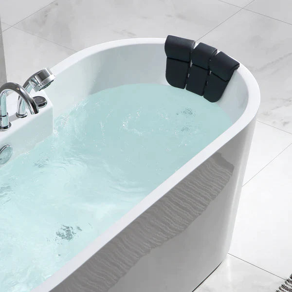 Empava 67-Inch Freestanding Jetted Hydromassage Bathtub - White Acrylic Soaking Tub with Air Jets & Water Jets (Model 67AIS01) - Perfect for Home Spa, Relaxation & Luxury Bathroom Upgrade