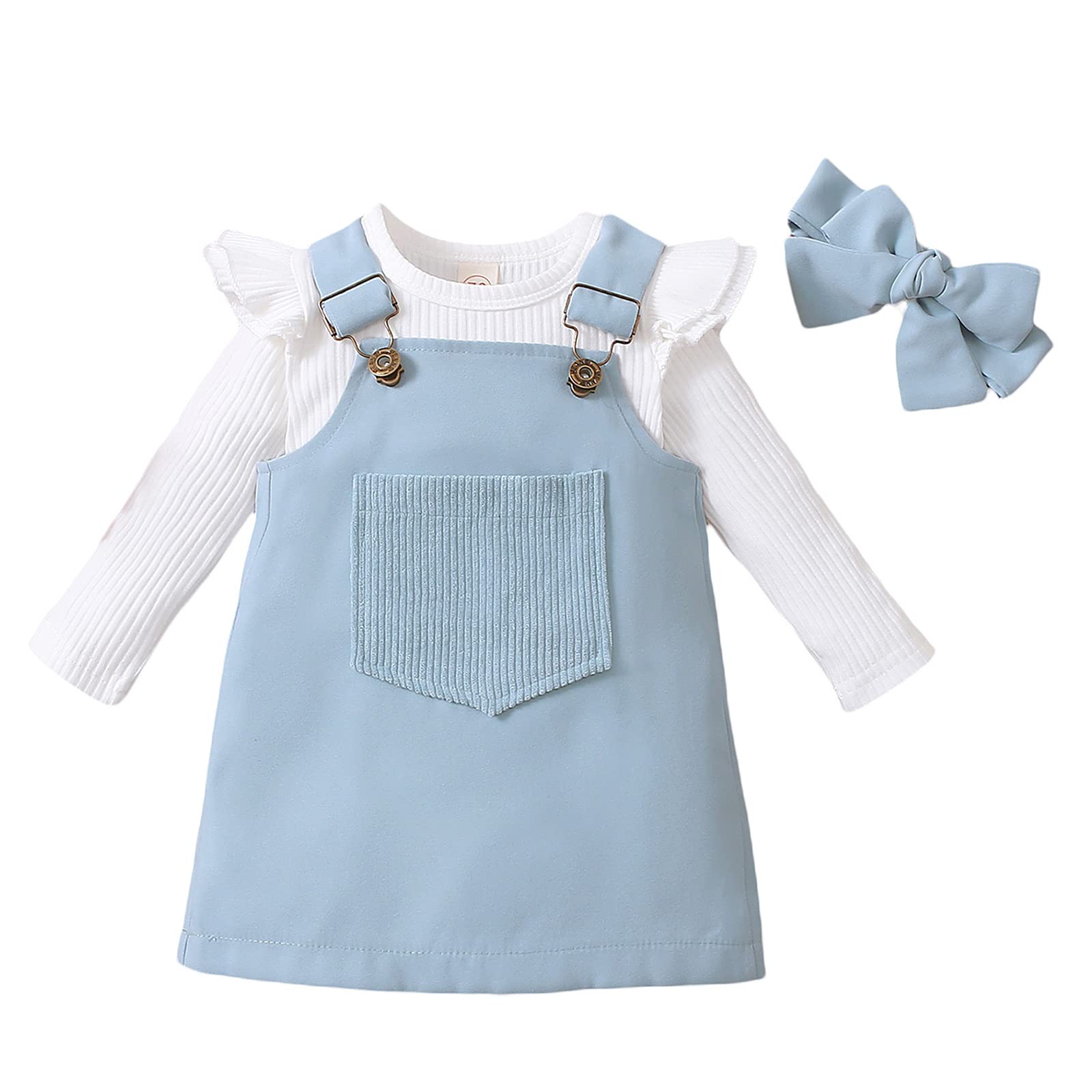 Mubineo 3Pcs Newborn Baby Girl Outfits - Bodysuit, Romper, Dress & Headband Set | Soft Cotton Baby Clothes for Photos, Parties & Daily Wear