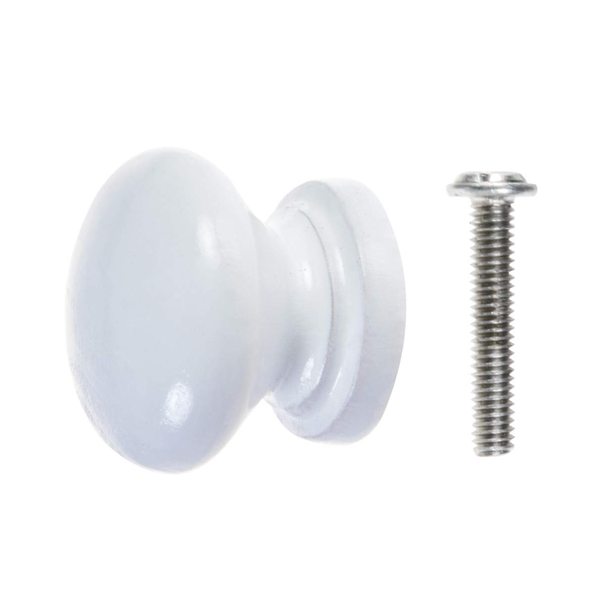 24Pcs Wooden Drawer Knobs - Unfinished Cabinet Handles with Steel Screws for Dresser & Closet