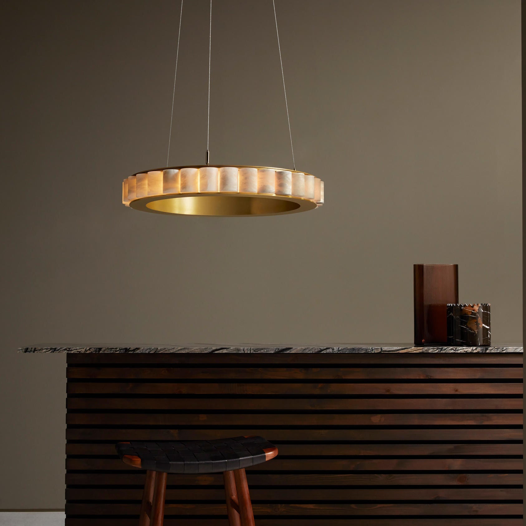 Alabaster Avalon Halo Chandelier - Modern Crystal Ceiling Light Fixture for Dining Room, Bedroom & Living Room Decor