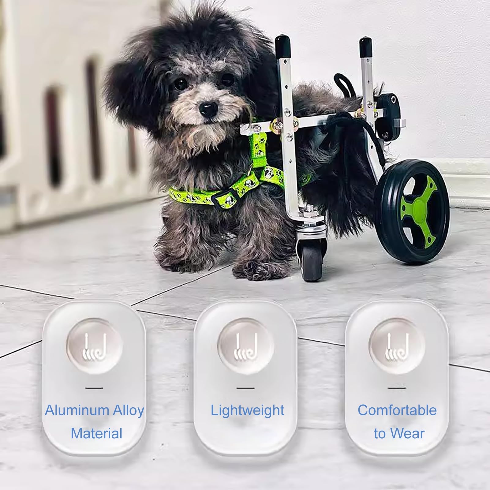 Dog Wheelchair for Back Legs - 4-Wheel Mobility Aid & Rehabilitation Support Cart for Disabled Dogs - Helps Pets Stand & Walk (Size XS) - Ideal for Post-Surgery Recovery & Daily Mobility Assistance