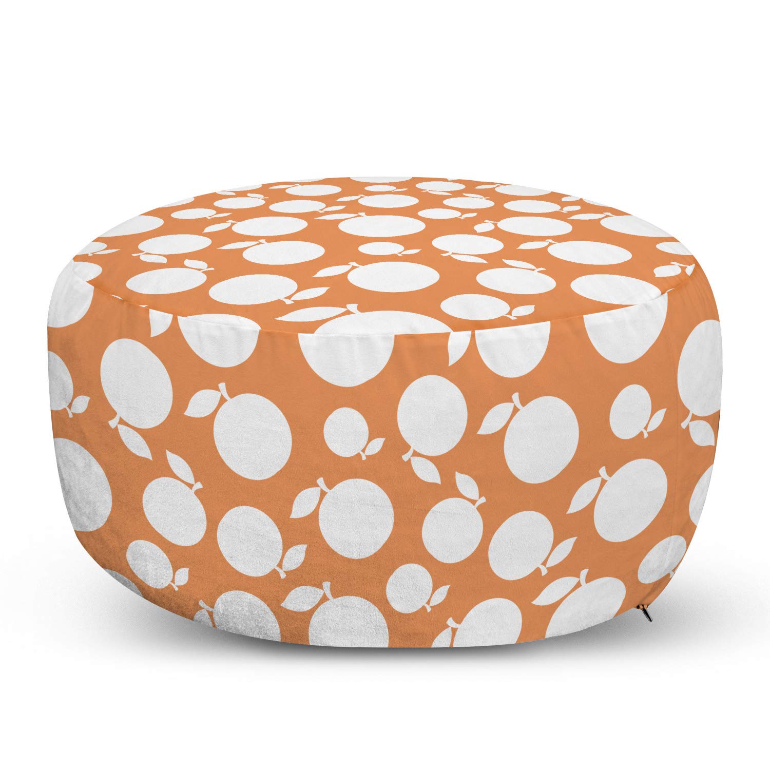 Ambesonne Peach Ottoman Pouf - Decorative Foot Rest with Removable Cover, Soft Peach Silhouette Pattern - Perfect for Living Room, Bedroom & Nursery - Pale Orange & White - Cozy Seating & Stylish Home Decor