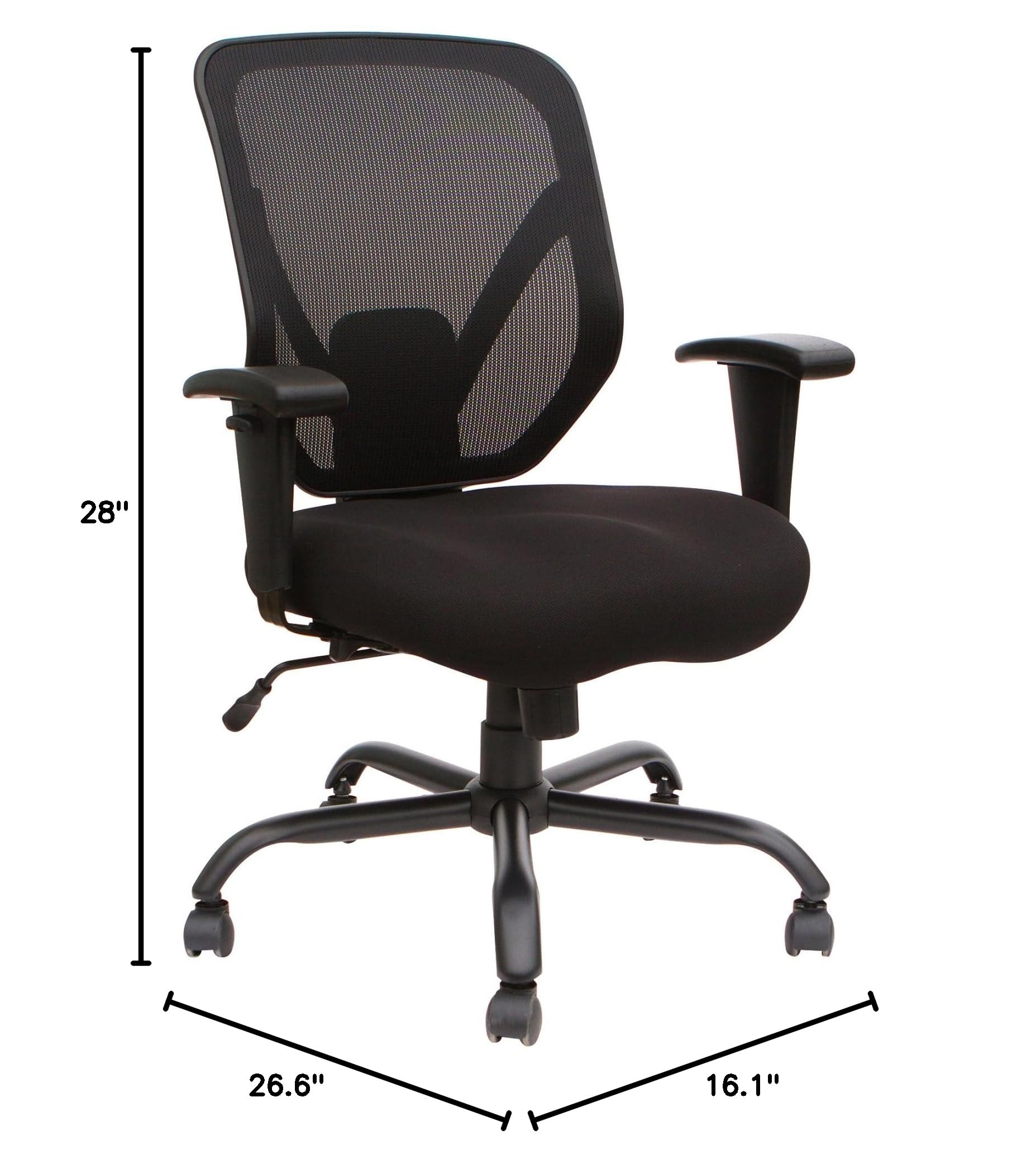 Lorell Soho Big & Tall Black Mesh Back Office Chair - Ergonomic Executive Desk Chair for Home & Business Workspaces
