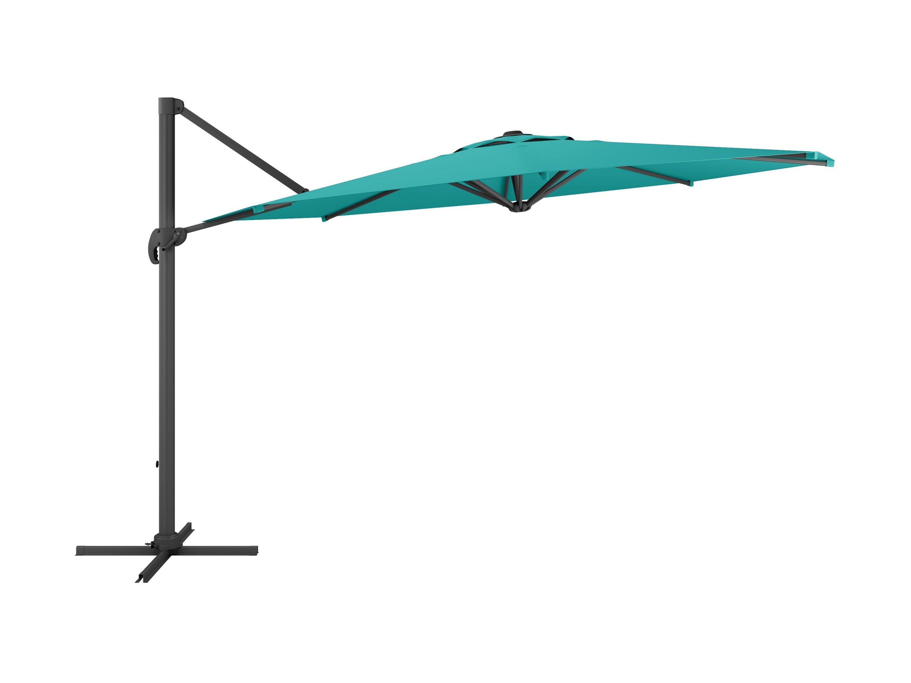 11.5ft Deluxe Offset Patio Umbrella in Turquoise - Outdoor Cantilever Sun Shade for Poolside, Garden, and Backyard Relaxation