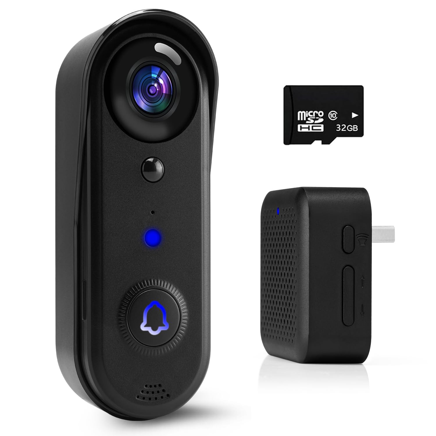 Wireless Video Doorbell Camera with Chime - 1080P HD, 2-Way Audio, Motion Detection, IP65 Waterproof, 32GB SD Card Included, No Monthly Fees, 2.4G WiFi - Perfect for Home Security & Smart Door Monitoring