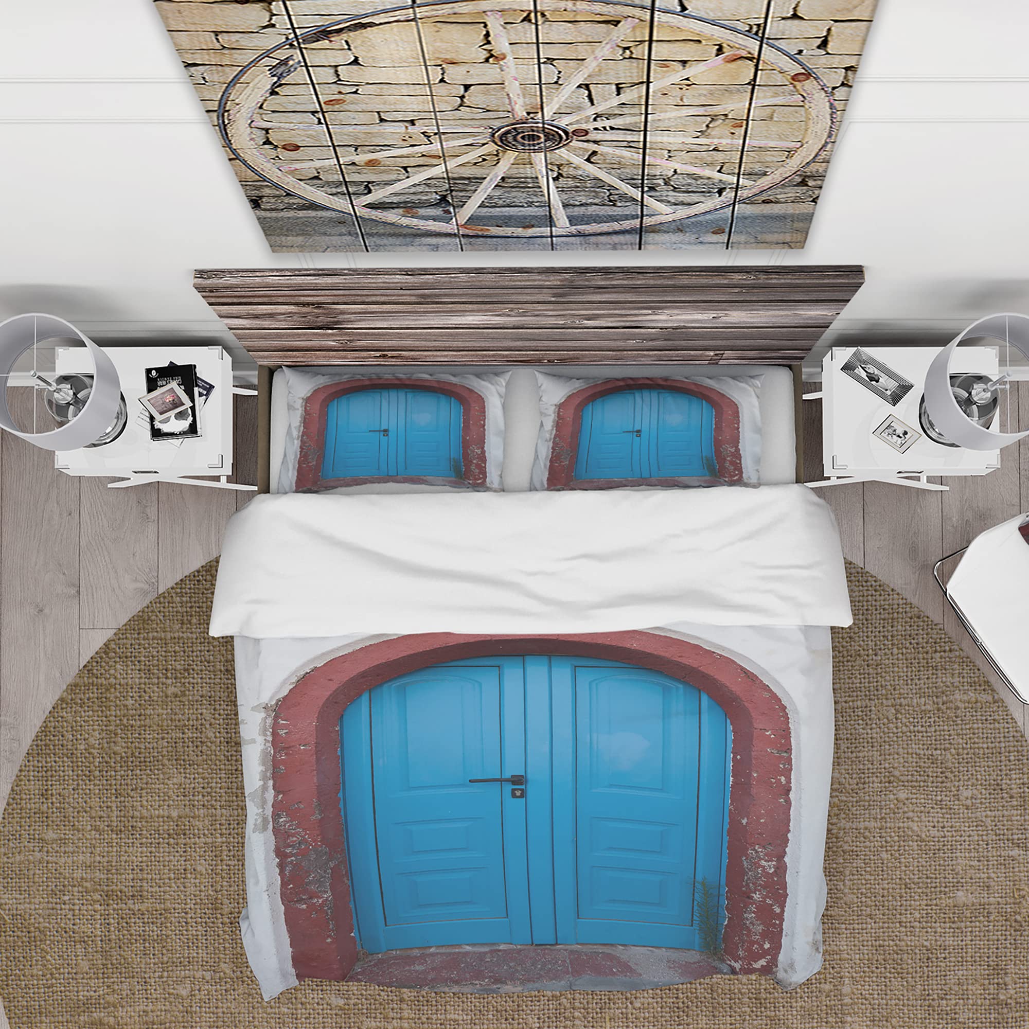 Traditional Santorini Duvet Cover Set - King Size Red Bedding for All Seasons