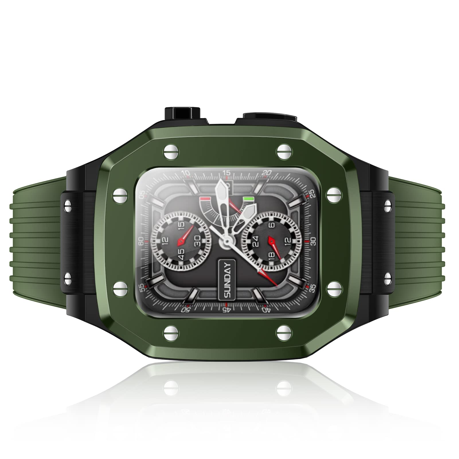 Premium Rugged Metal Case with Silicone Strap for Apple Watch 44mm/45mm - Shockproof Protective Cover Compatible with iWatch Series 8/7/SE/6/5/4 - Perfect for Outdoor Sports, Gym Workouts & Daily Wear