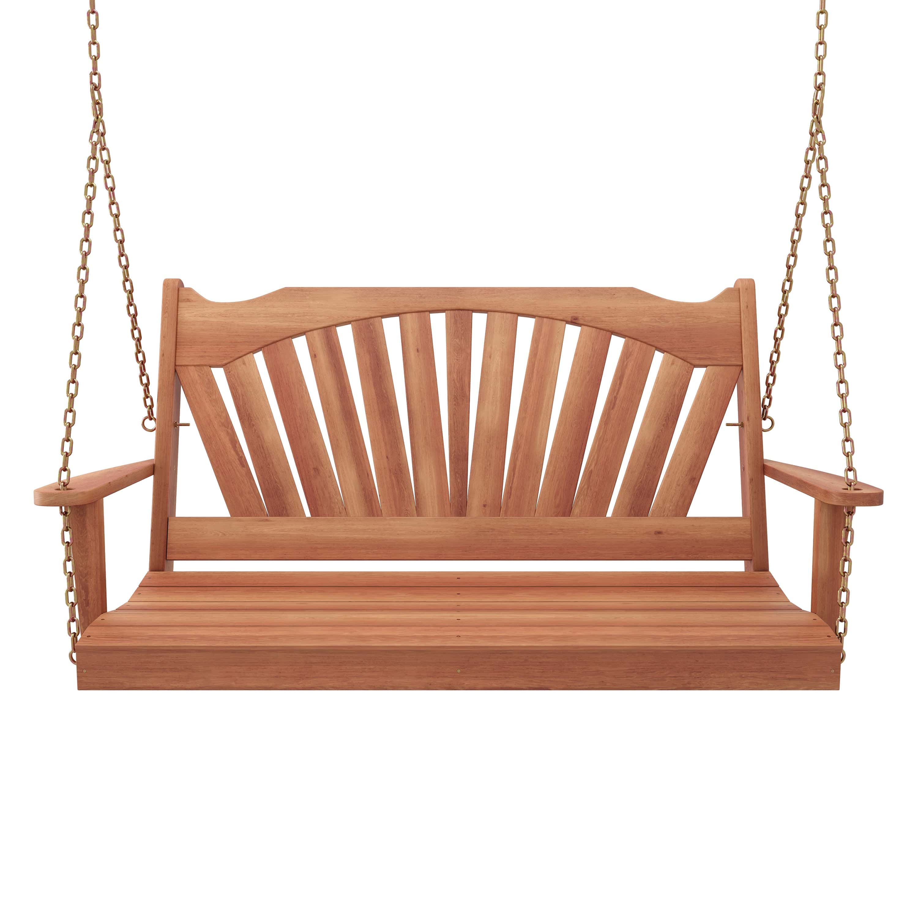 Keystone Amish Co. 6 Foot Sunburst Red Cedar Porch Swing With Cup Holders - Outdoor Patio, Garden, Backyard Relaxation Swing for Porch or Deck