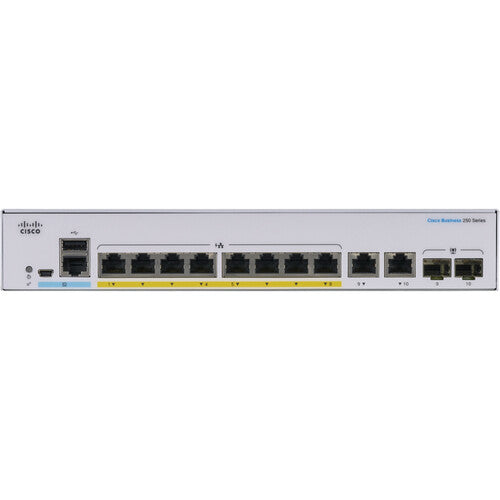 Cisco CBS250 8FP-E 2G 8-Port Gigabit PoE+ Managed Switch with SFP/RJ45 Combo (120W) - Ideal for Small Business Networks, VoIP Systems & IP Camera Installations