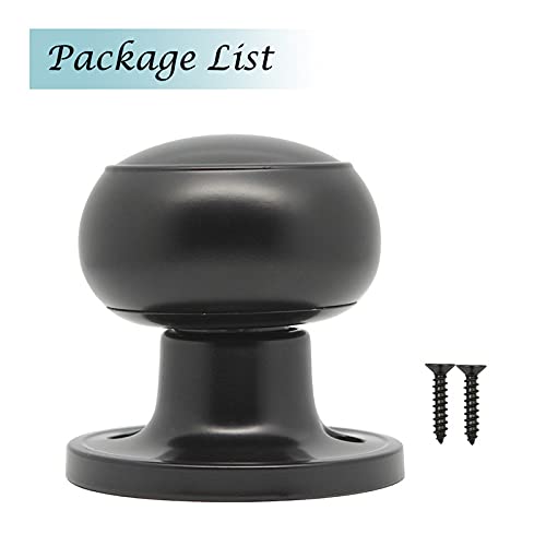 KNOBWELL 5 Pack Modern Matte Black Round Flat Door Knobs - Dummy Knob Set Without Lock or Keys - Ideal for Laundry Room, Hallway, Closet & Interior Doors