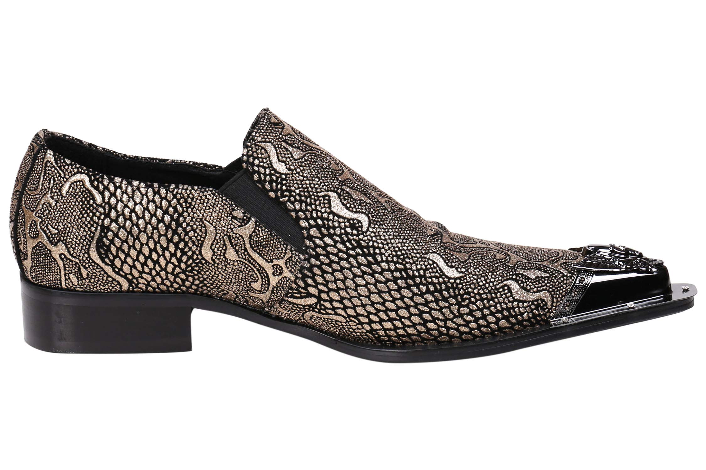 Stylish Men's Loafers - Pointed Toe Sparkling Leather Dress Shoes with Metal Tip for Western Fashion | Perfect for Casual Wear, Office & Special Occasions