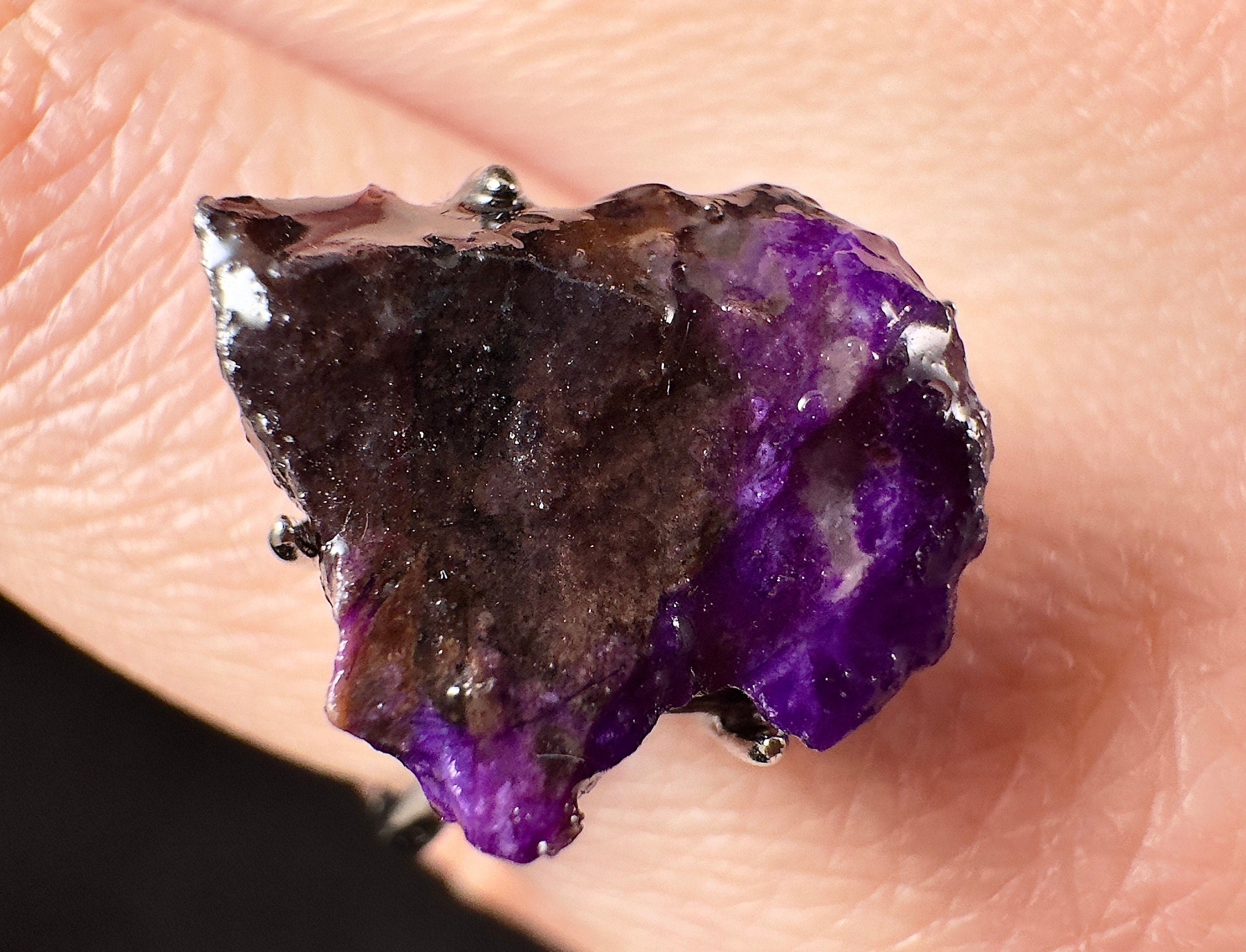 Raw AA SUGILITE Crystal Ring - Adjustable Sterling Silver Bohemian Jewelry for Women | Healing Crystal Ring for Meditation, Energy Work & Boho Fashion