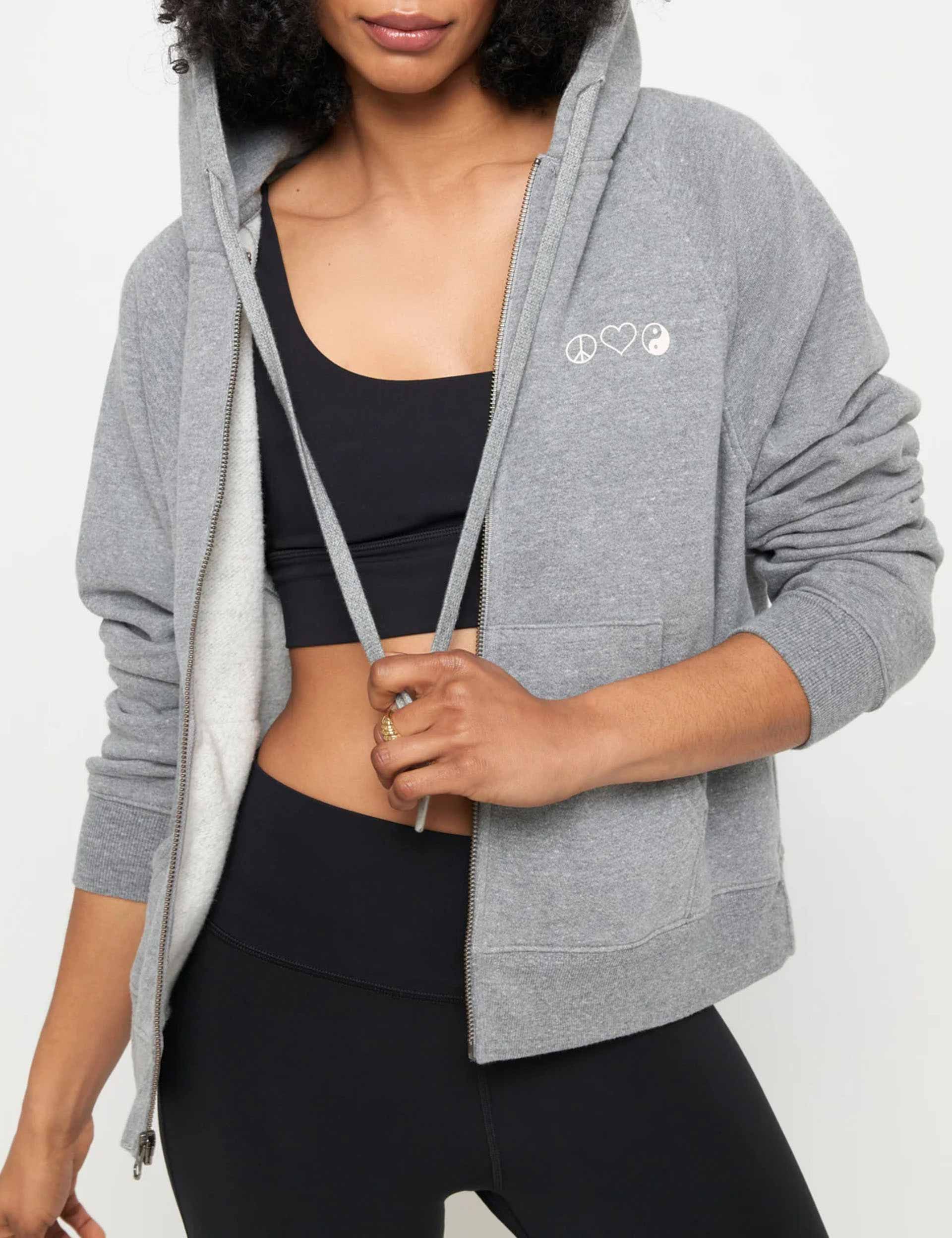 Inhale Exhale Everyday Zip Hoodie - Heather Grey | Comfortable Casual Wear for Yoga, Gym & Street Style