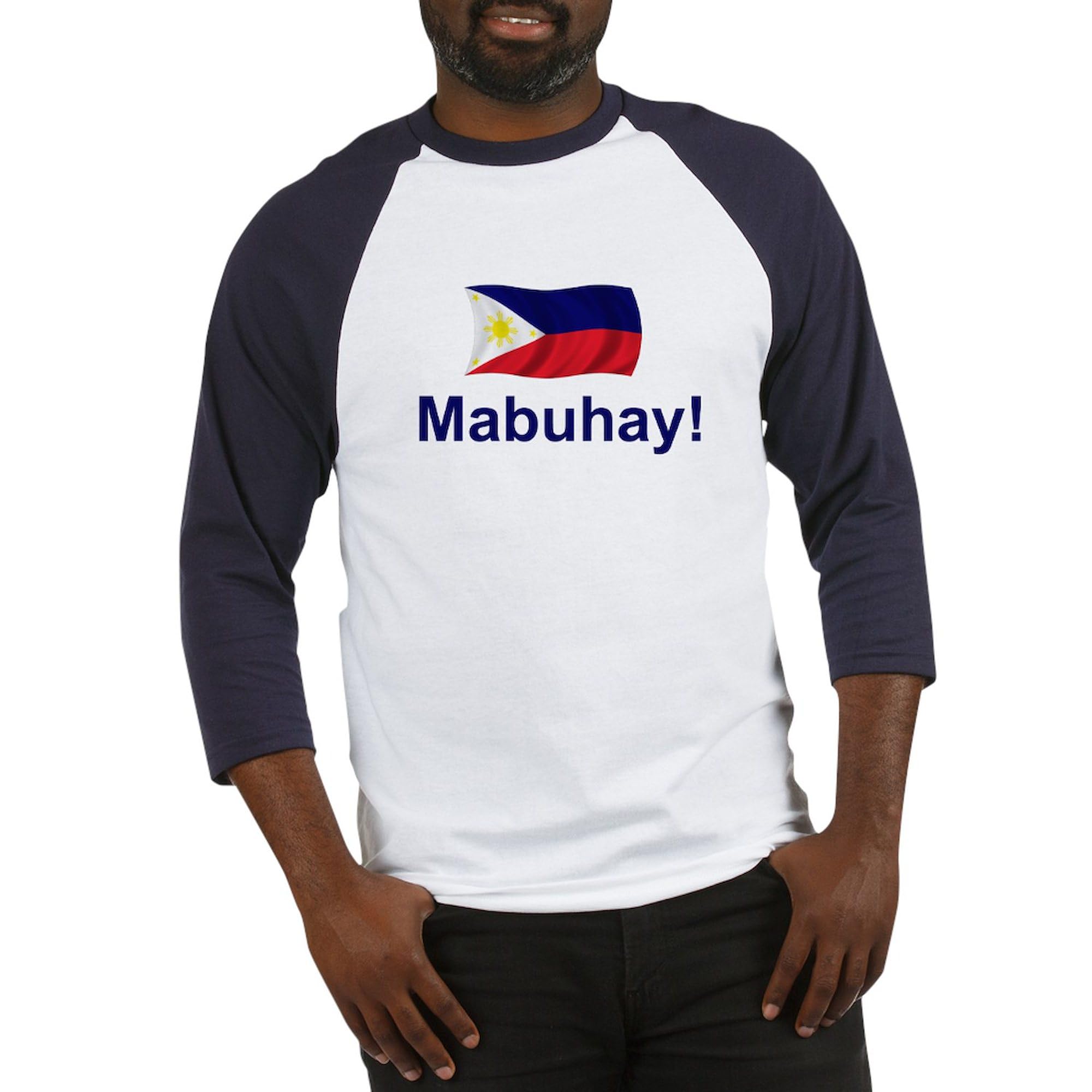 Filipino Mabuhay! Men's Cotton Baseball Jersey - 3/4 Raglan Sleeve Shirt for Sports & Casual Wear | Perfect for Filipino Pride Events, Baseball Games & Everyday Outfits