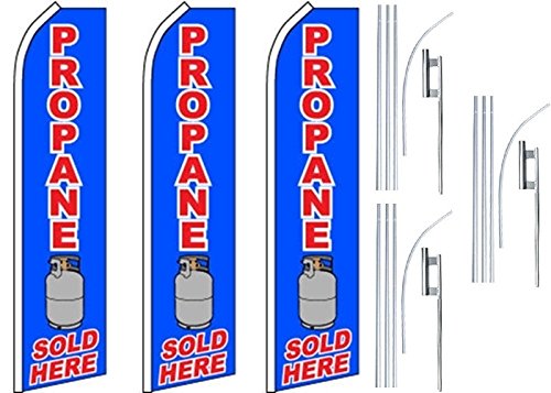 3 Swooper Flutter Feather Flags with 3 Poles & Ground Spikes - Vibrant Blue & Red - Perfect for Outdoor Events, Car Dealerships, and Sports Games Advertising