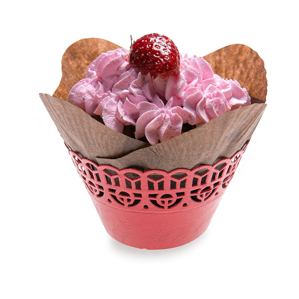 Bellissimo Round Cherry Red Paper Cupcake Wrappers 2.25