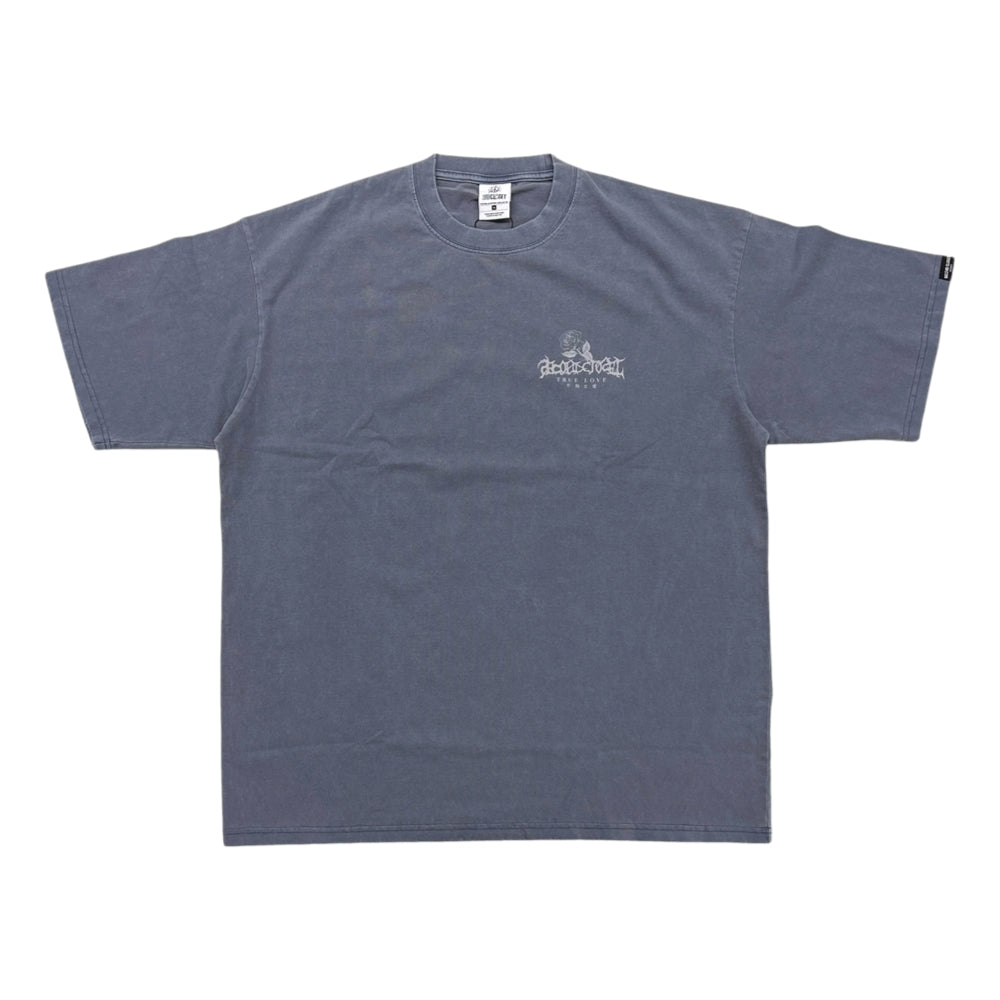 2ND CLOSET True Love Printed Washed Blue T-Shirt - Vintage Washed Cotton Tee for Casual Wear & Street Style Outfits