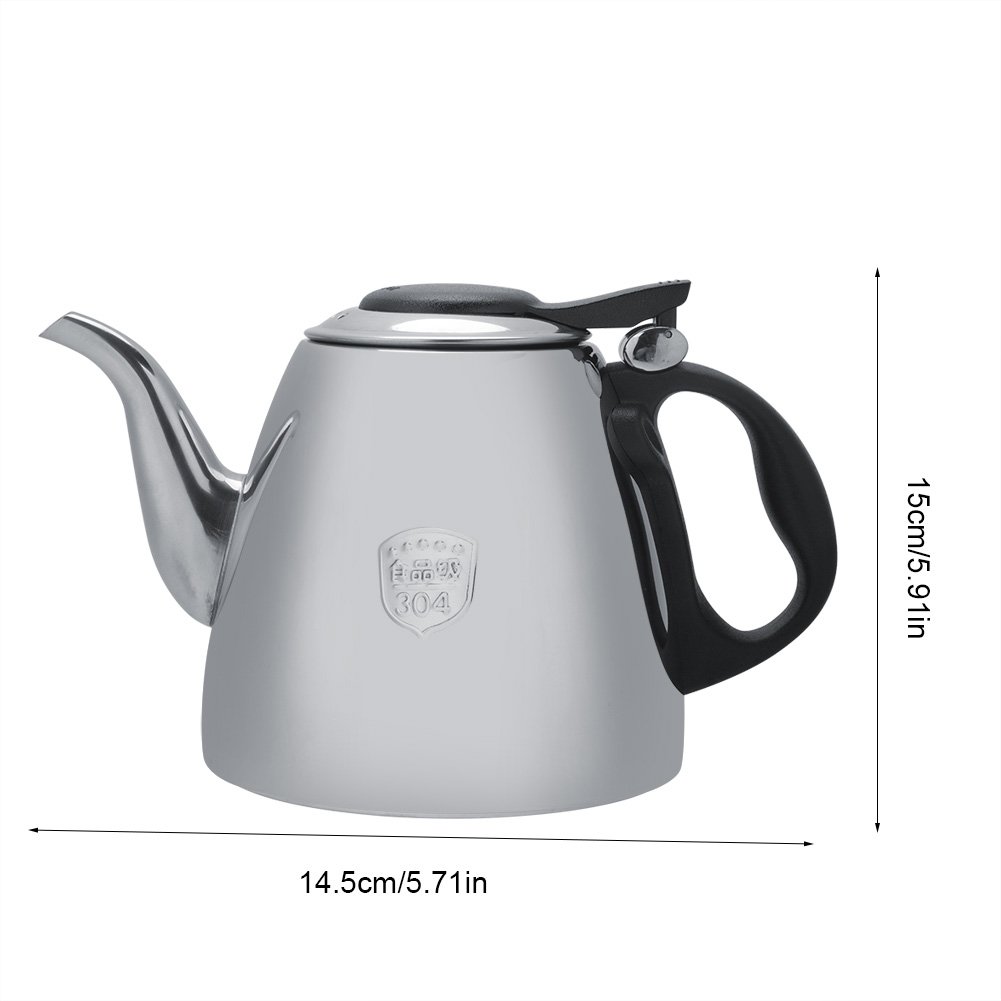 Premium Stainless Steel Coffee & Tea Pot - 1.2L/1.5L Stovetop Kettle with Heat-Resistant Handle for Home & Office Use - Perfect for Brewing, Serving & Entertaining (Silver)