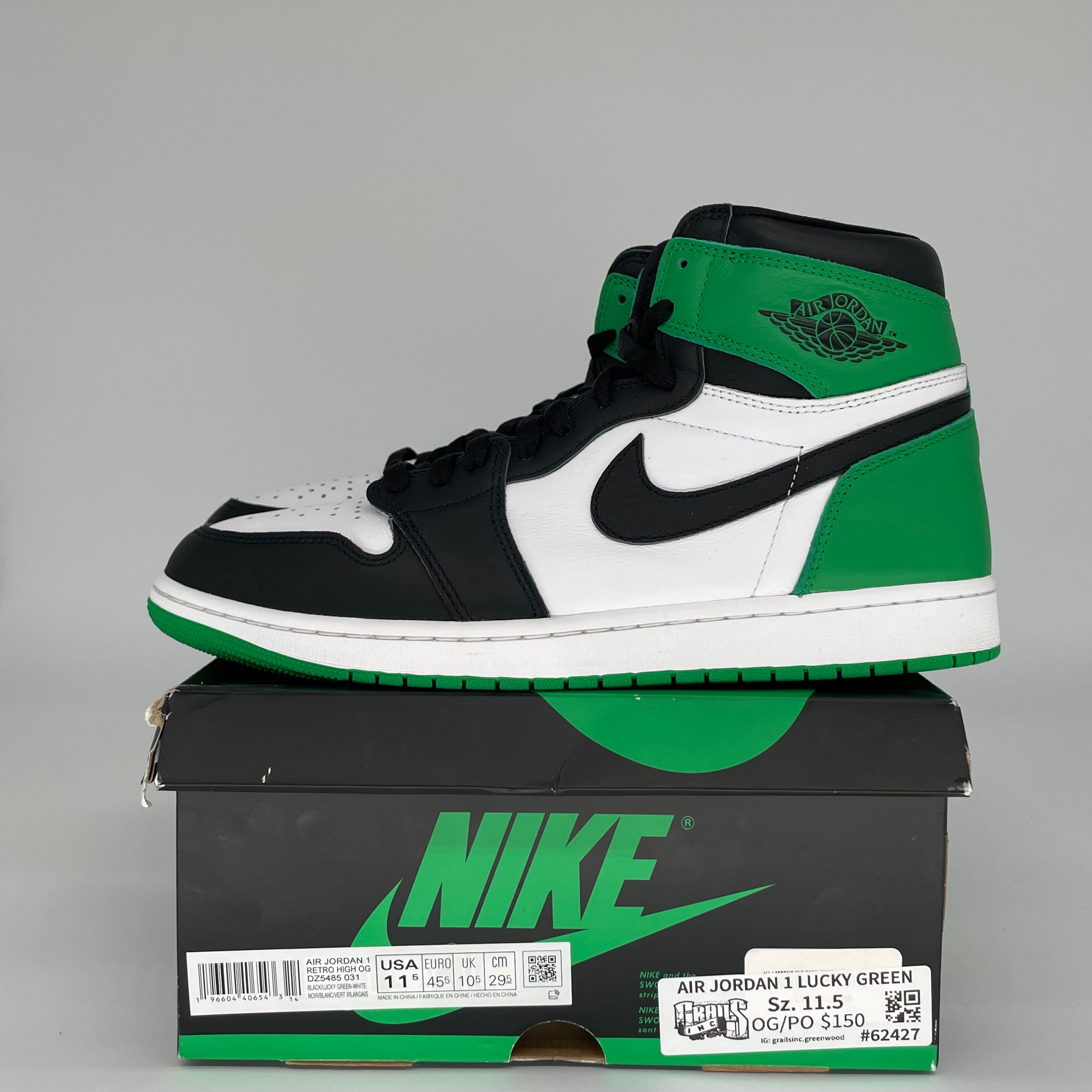AIR JORDAN 1 LUCKY GREEN Men's Basketball Shoes Size 11.5 - DZ5485-031 | Retro High Top Sneakers for Streetwear & Casual Fashion