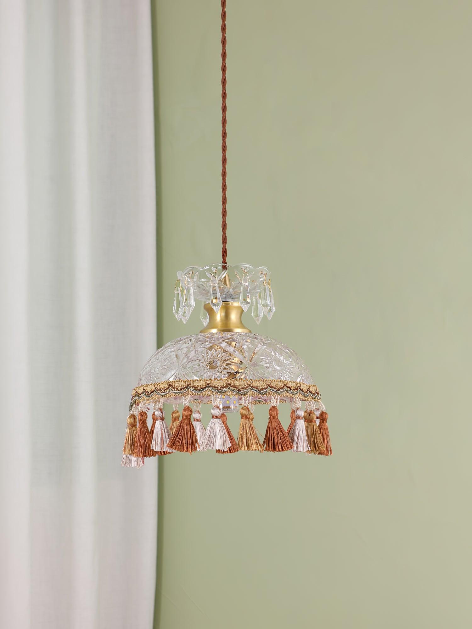 Modern Bowl Tassel Pendant Light - Elegant Hanging Chandelier for Dining Room, Kitchen Island, Bedroom & Living Room Decor
