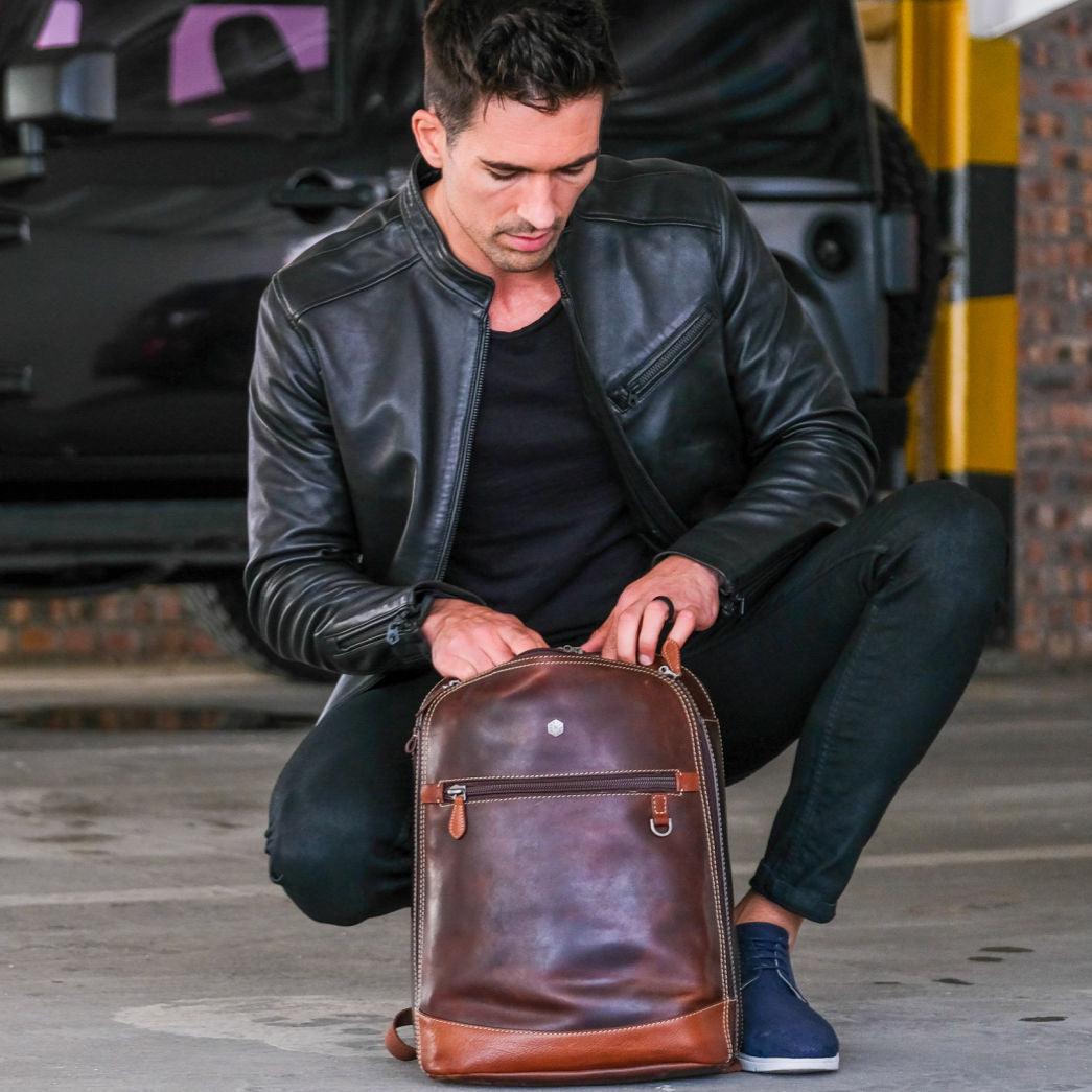 Jekyll & Hide Soho Double Compartment Backpack 41cm - Stylish Two-Tone Design for Work, Travel & School | Durable Laptop Bag for Men & Women
