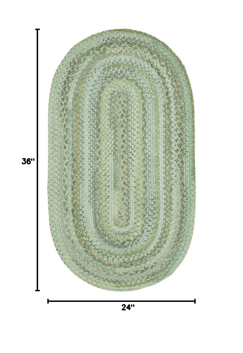 Capel Rugs Harborview Oval Braided Jute Rug 24x36 Inch - Natural Green Eco-Friendly Floor Mat for Living Room, Bedroom & Entryway Decor