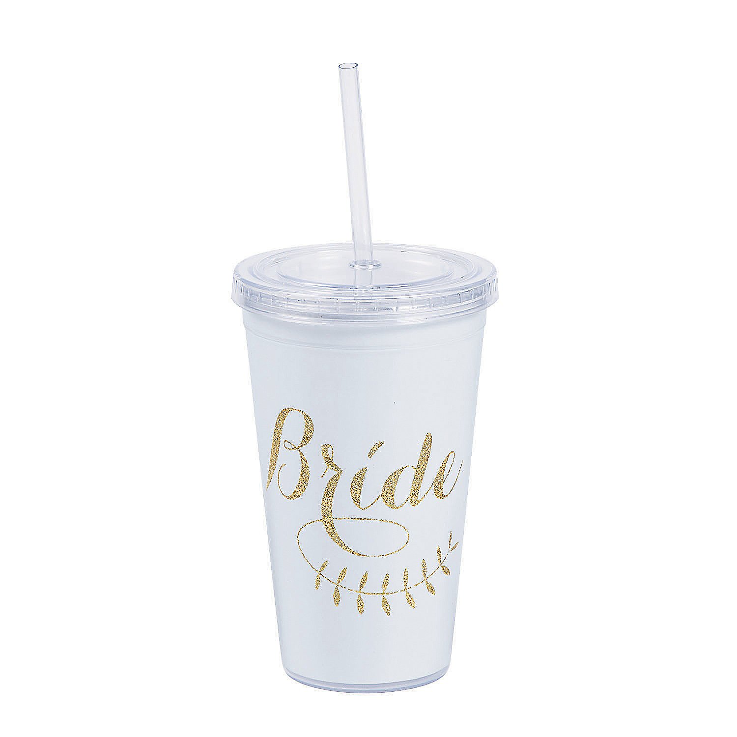Sparkling Gold Glitter Plastic Tumbler with Lid & Straw - Wedding Party Cups for Brides, Bridesmaids, Bachelorette Parties & Bridal Showers - Perfect for Champagne Toasts & Wedding Celebrations