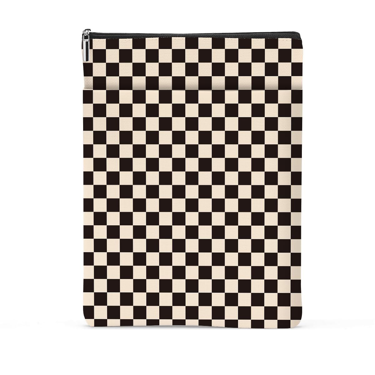Vintage Black Plaid Waterproof Book Sleeve Cover with Front Pocket - Book Protector Pouch for Women & Girls - Perfect Book Lover Gift for Christmas, Birthday & Book Club - Ideal for Reading, Travel & School Accessories