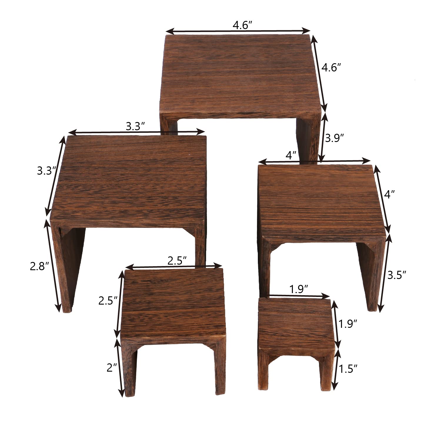 MOOCA 5-Piece Wooden Jewelry Display Stand Set - Adjustable Height Retail Riser for Rings, Watches, Necklaces & Bracelets - Natural Brown Wooden Organizer for Boutique, Trade Shows & Home Storage