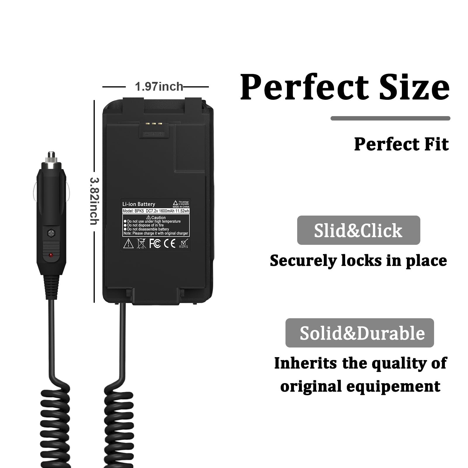 UV-K5 Battery Eliminator Car Charger 1600mAh DC 12V - Compatible with UV-K5, UV-K6, and UV-K5 8 Ham Radios - Perfect for Road Trips, Emergency Communication, and Outdoor Adventures