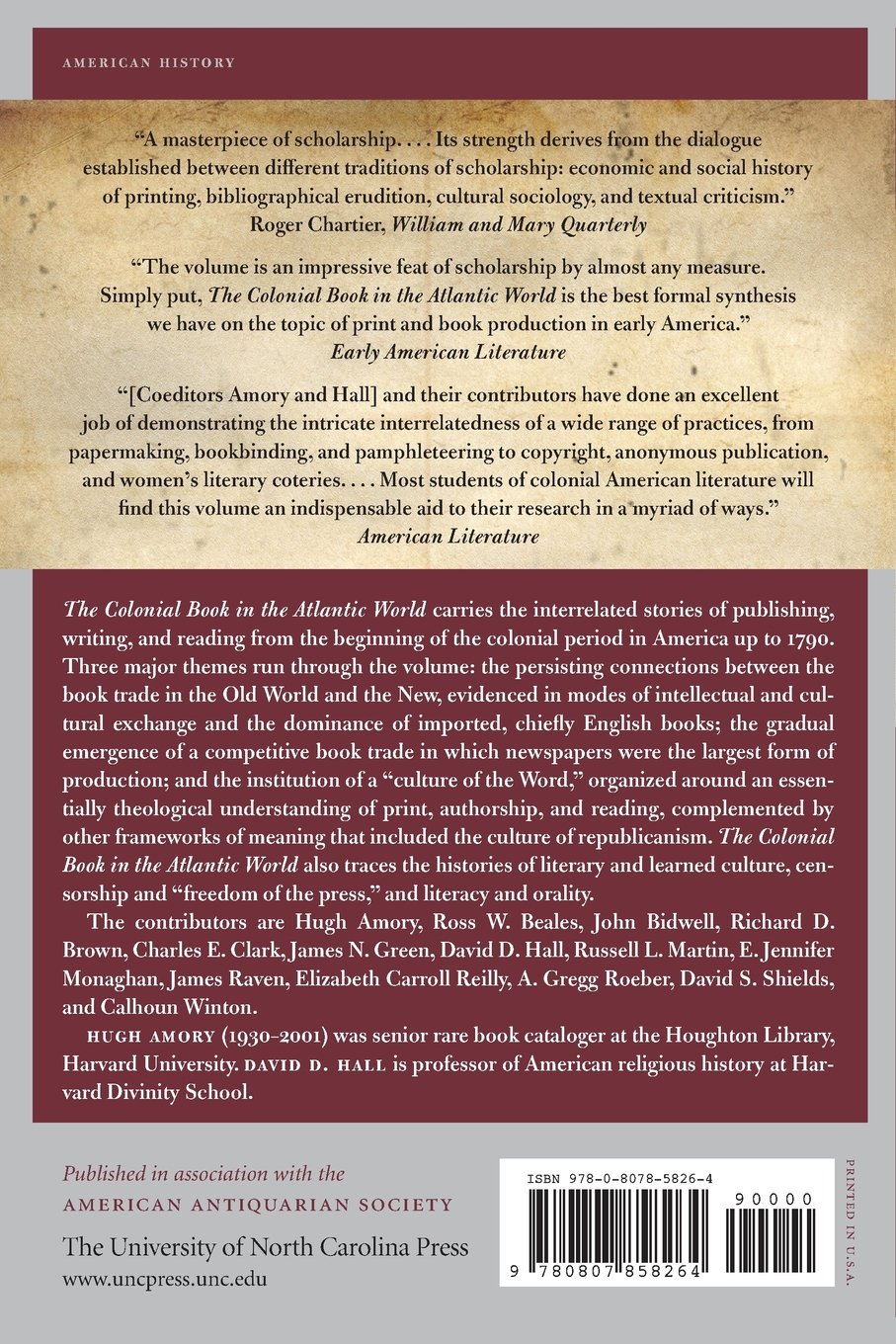 The Colonial Book in the Atlantic World: A History of the Book in America Volume 1 | University of North Carolina Press | Perfect for History Students, Researchers & Book Collectors