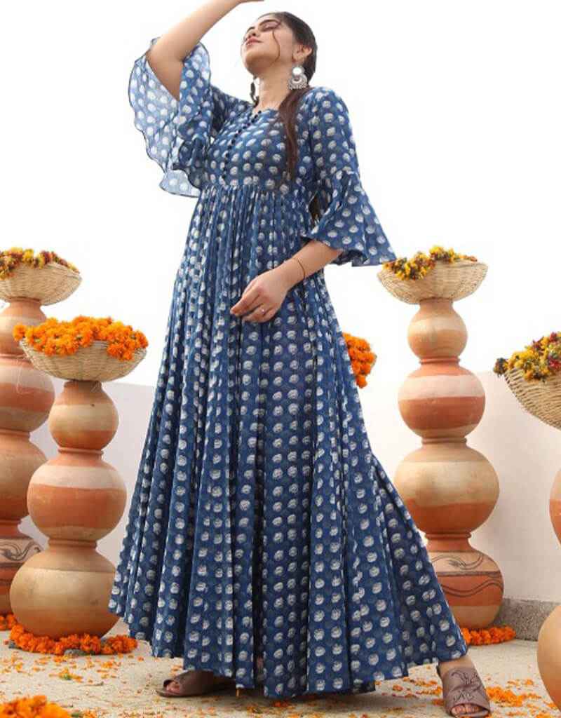 Stylish Blue Designer Party Wear Kurti for Women - Elegant Ready-to-Wear Indian Tunic for Festive Occasions, Weddings & Special Events