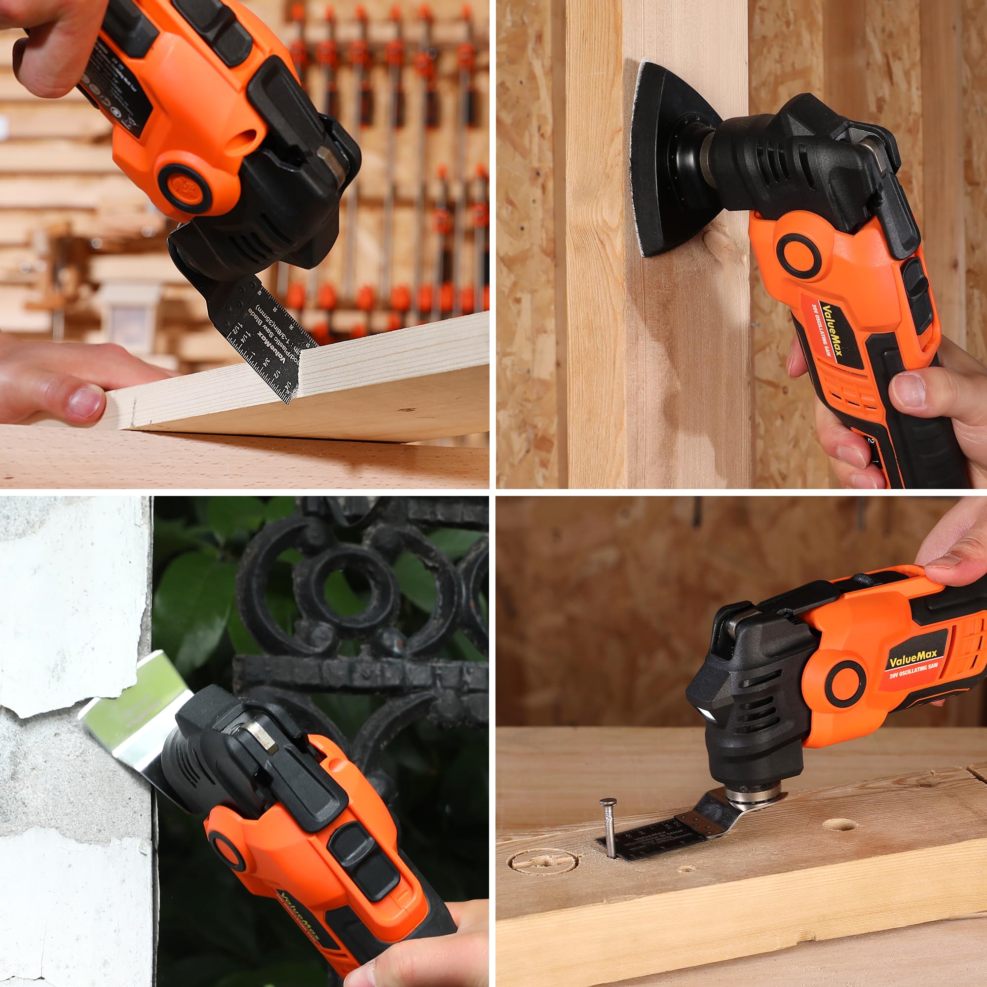 ValueMax 20V Cordless Oscillating Multi Tool Kit with 3.6° Oscillation Angle & 6 Speed Settings - Includes Quick-Change System, 16PCS Saw Blades & Carrying Case - Perfect for DIY Projects, Woodworking, Metal Cutting & Home Renovations