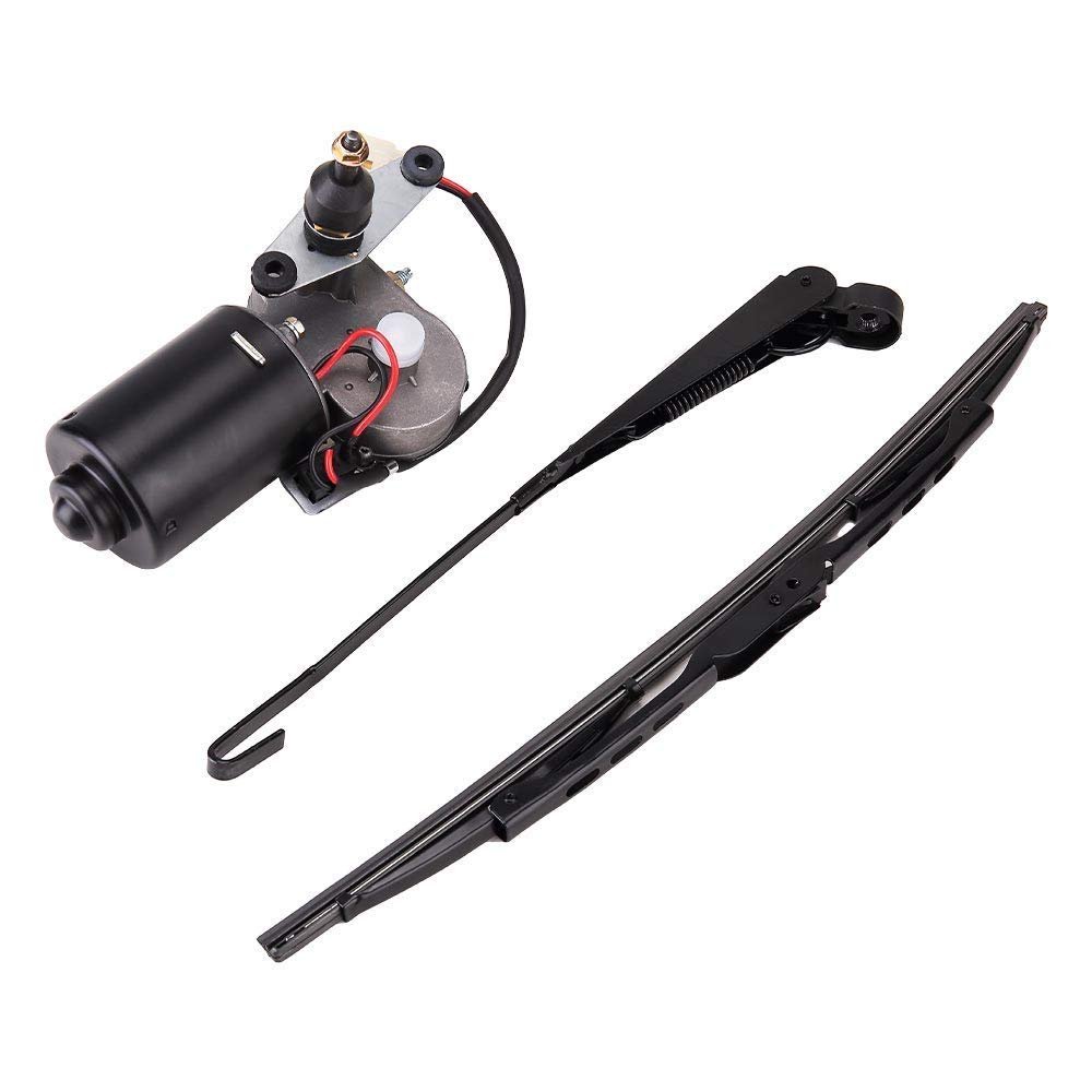 Universal 12V Electric Motor UTV Windshield Wiper Kit with Washer Pump - Fits Polaris RZR, Ranger & More - Hard Coated/Glass Windshields - Multiple Sizes Available - Perfect for Off-Road, Hunting & All-Weather Adventures