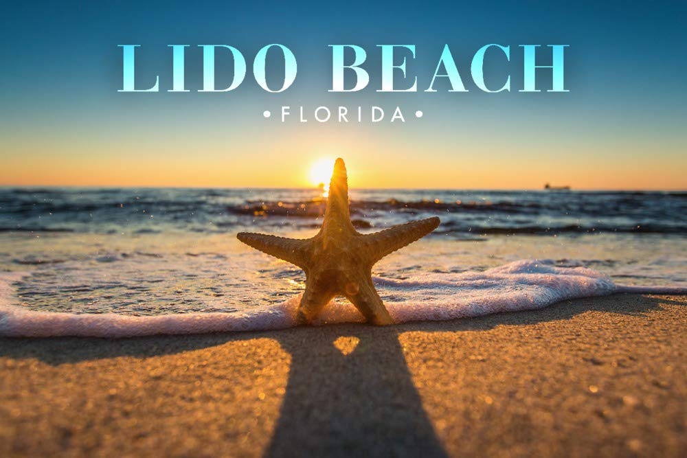 Lido Beach Florida Starfish Photography - 24x36 Signed Art Print, Wall Decor Poster for Living Room, Bedroom & Office