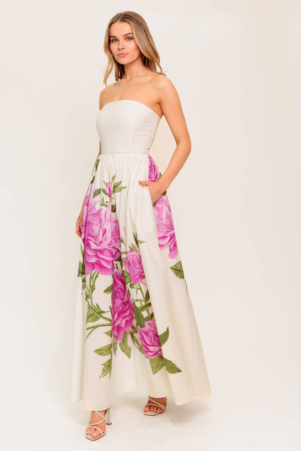Strapless Floral Maxi Dress - Lightweight Summer Beach Dress for Women | Perfect for Vacations, Weddings & Outdoor Events
